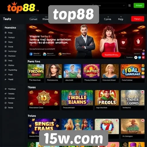 Análise da interface do site de jogos top88